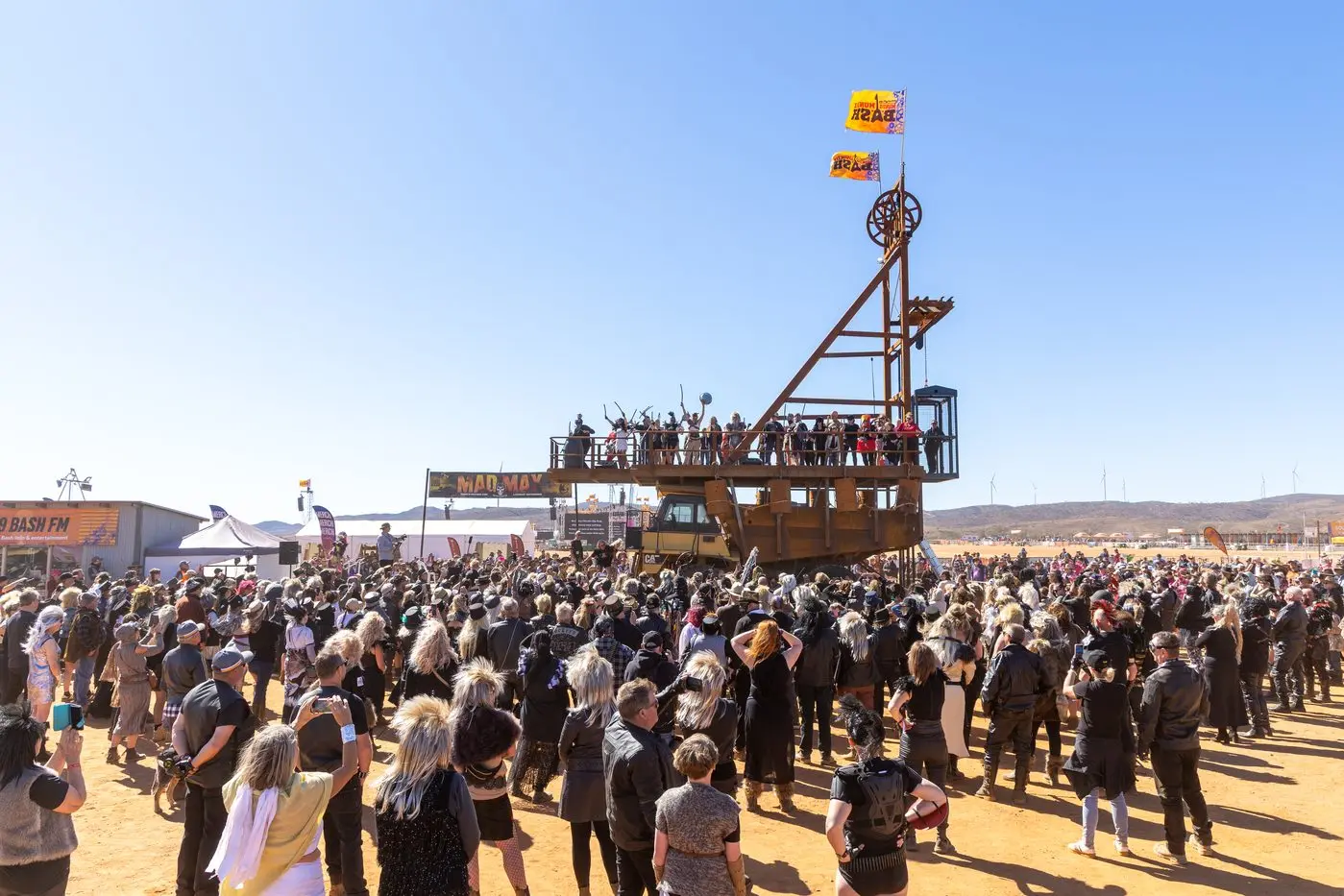 Mad Max dress-up day at the 2025 Mundi Mundi Bash near Broken Hill on Saturday. The event had another sold-out crowd of 15,000 people. Photo: AAP/Matt Williams/ Matt@mattography