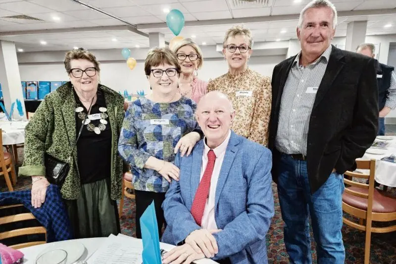 Back, Cathy Bourchier, Bridget Mann, Chris Robinson, Rhonda Betts and Mark Bourchier, front, Geoff Mann. Photos: Dubbo Photo News | Ken Smith.