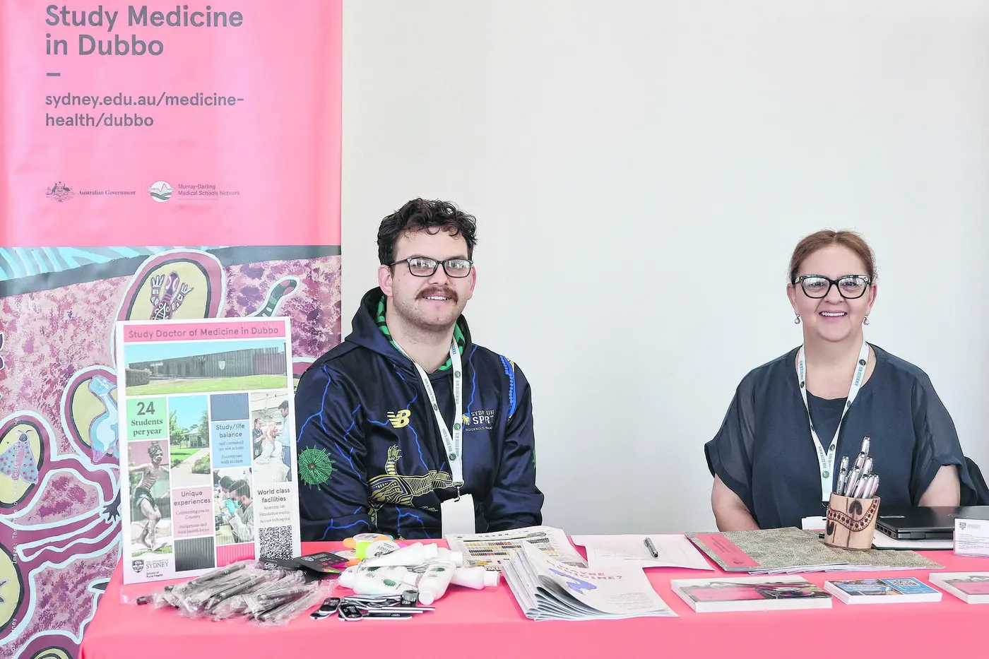 Study medicine in Dubbo: Reps from the School of Rural Health were ready to chat with the next generation of health professionals at the Showcase in Sydney last week. Photo: Supplied