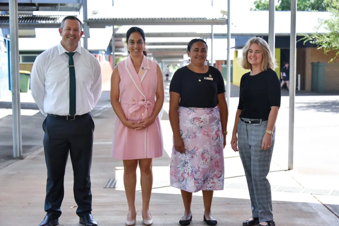 The Dubbo College Senior Campus Senior Executive Leadership Team Deputy Principal Glen Braithwaite, Principal Marisha Blanco, Deputy Principal Jenadel Lane, and Deputy Principal Bonita Stevens.  \\n