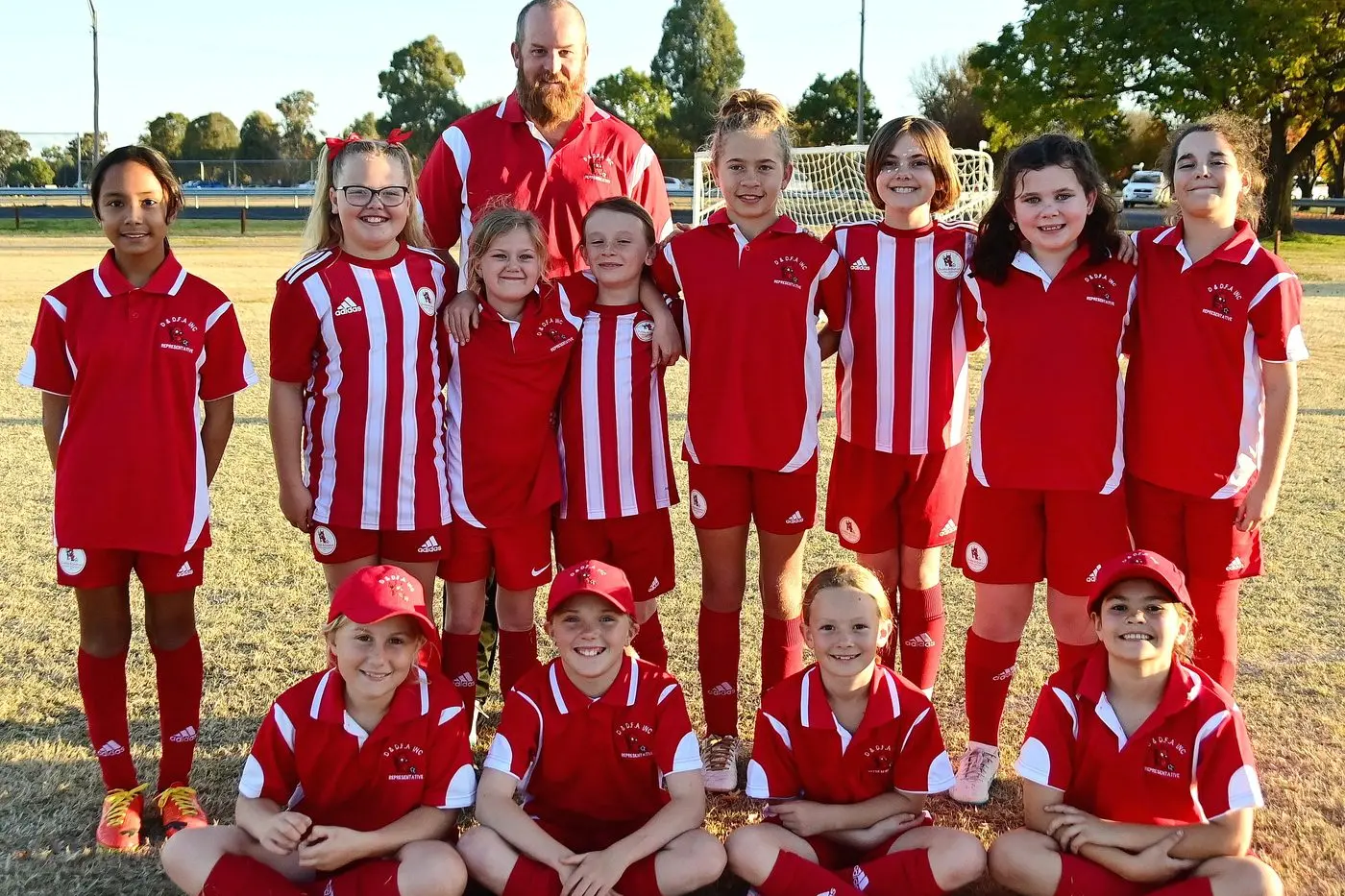 Pictured are the U/10s Devils, made up of 14 young female soccer players from Dubbo and surrounds; including from both Gilgandra and Narromine. Standing, Zoe Reyes, Shyla Delaney, Xanthe Klaare, Regan Godber, Tohminya-Leigh Fernando, Emma Goodman, Emily Bruce, Ariana Fearnley. Bottom (sitting), Lucy Walker, Gemma Elbourne-Binns, Aria Bernard, Matilda Dowell. Coach- Matt Stonestreet. Absent - Scarlette Caddies & Katie Colwell. Photo: Dubbo Photo News/Mel Pocknall