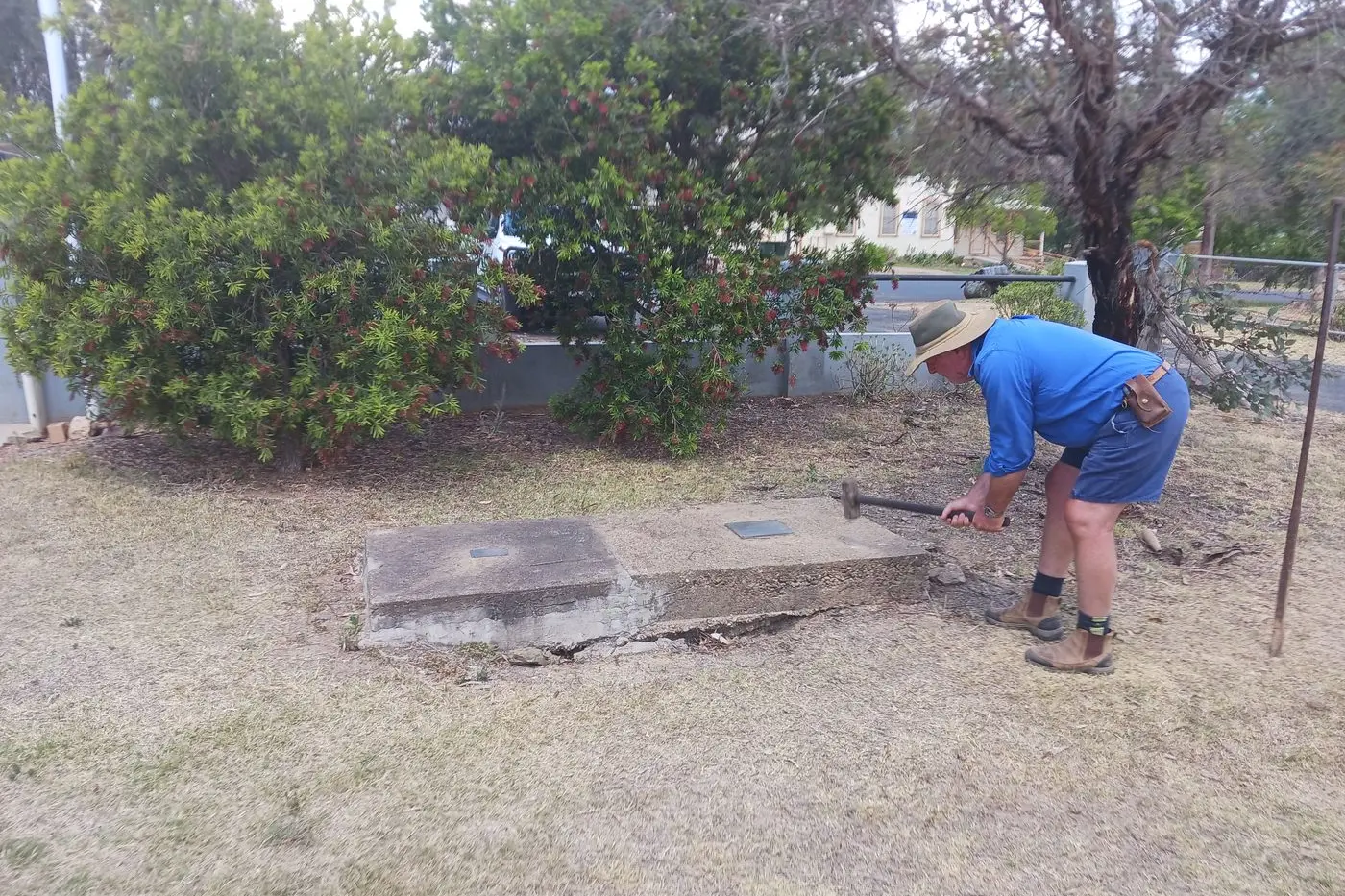 Cracking of the seal. The Stuart Town time-capsule was recently rescued from its watery tomb after five decades, just in time for the big re-opening in the School of Arts Hall on Sunday, November 26 \\u2014 and everyone is invited to come along!. Photo: Supplied.