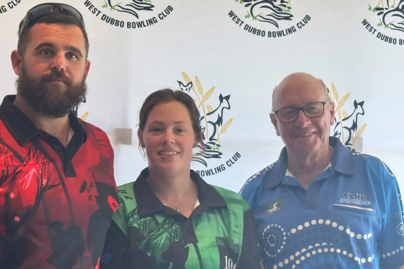 Winners of Anzac Day Morning Bowls tournament, Dan Morris and Tash Morris and Glenn Morrison. Photos: Supplied