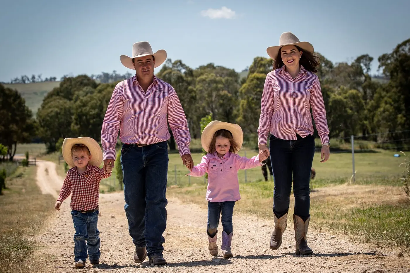 William, Mathew, Evie and Anna Barwick love living the rural life on their small Walcha property. Photo: Supplied
