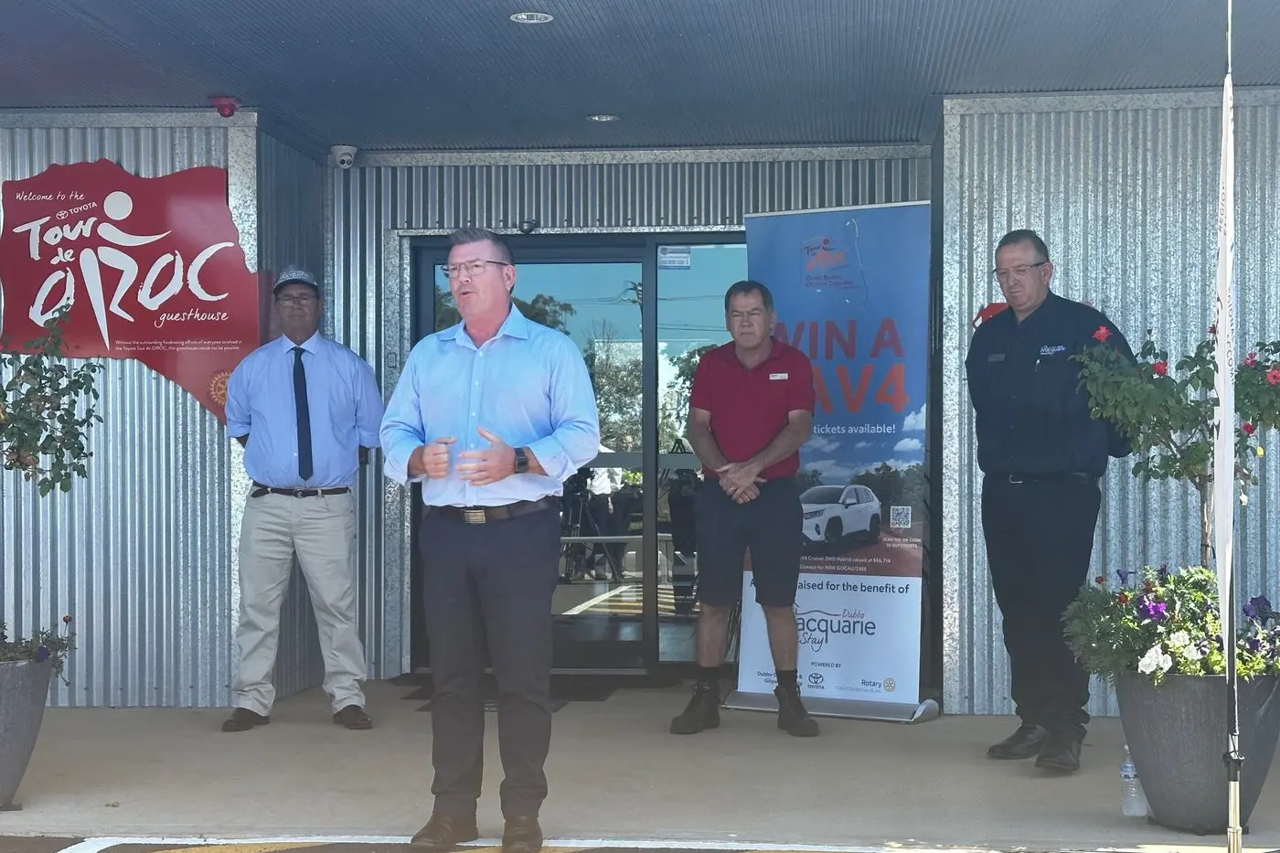 Andy Single (MHS Board President), Dugald Saunders (MP), David Haywood (MHS former Board President) and Rod Crowfoot (MHS Managing Director). Photo: Dubbo Photo News/ Lana Eather.