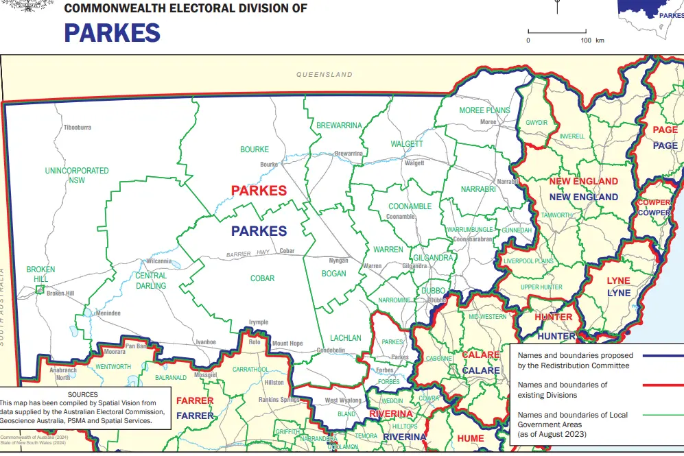 The Parkes electorate has grown in size again since the 2022 federal election and now covers over 50 per cent of NSW \\u2013 almost twice the size of Victoria. Image: AEC