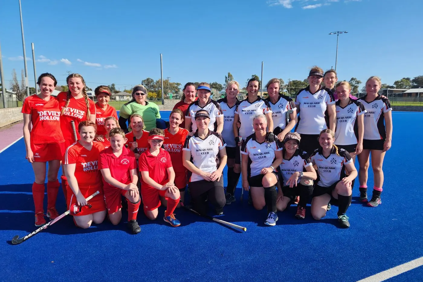 EDH and Devils\\u00A0B-Grade Dubbo Hockey Competition teams get-together after a tight battle. All photos: Dubbo Photo News/Ken Smith