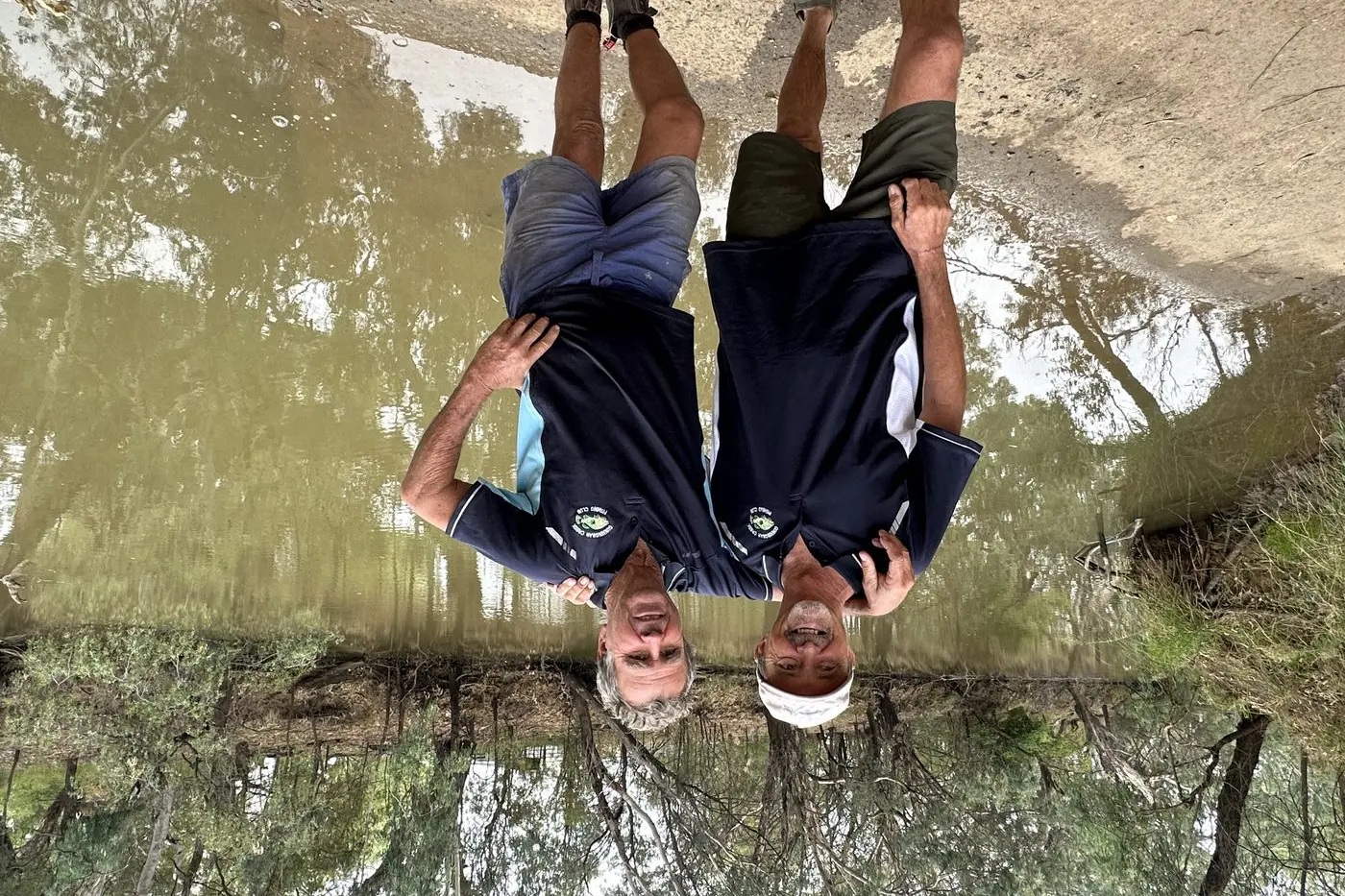 Fishing club members Guy Arrows and Tom Saunders at the Warren release