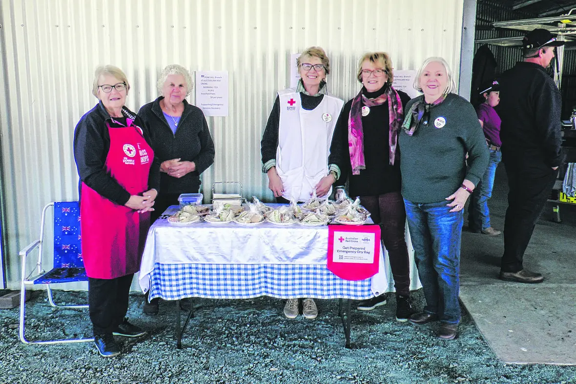 Peak Hill Red Cross: Kay Lindsay, Sue Strahorn, Sandy Strahorn, Sue Ellen Sharkey and Ruth Vouchier.