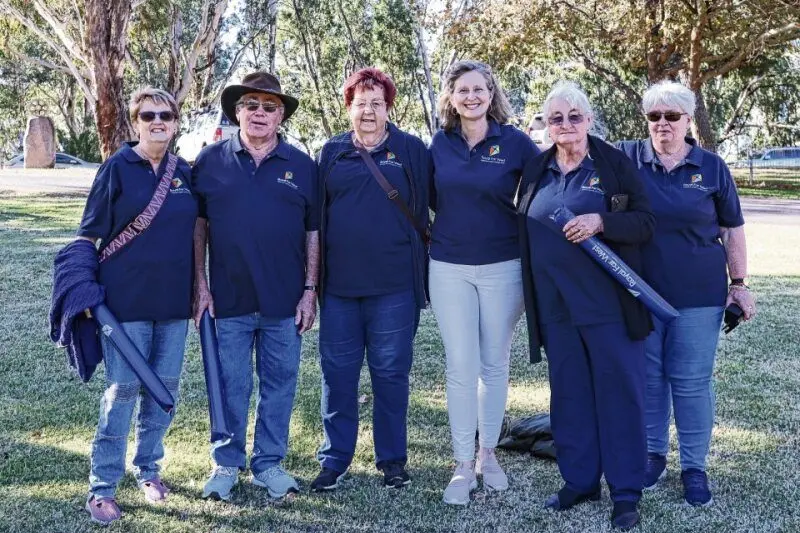 Some of the hard working Wagon Wheelers at Narromine when participants in the Royal Far West Ride for Country Kids finished their ride in Narromine earlier this year: Reen Colbran, Kevin Allen, Anne Colbran, Jacqui Emery, Robyn Allen, and Barbara Page. Photo: Supplied