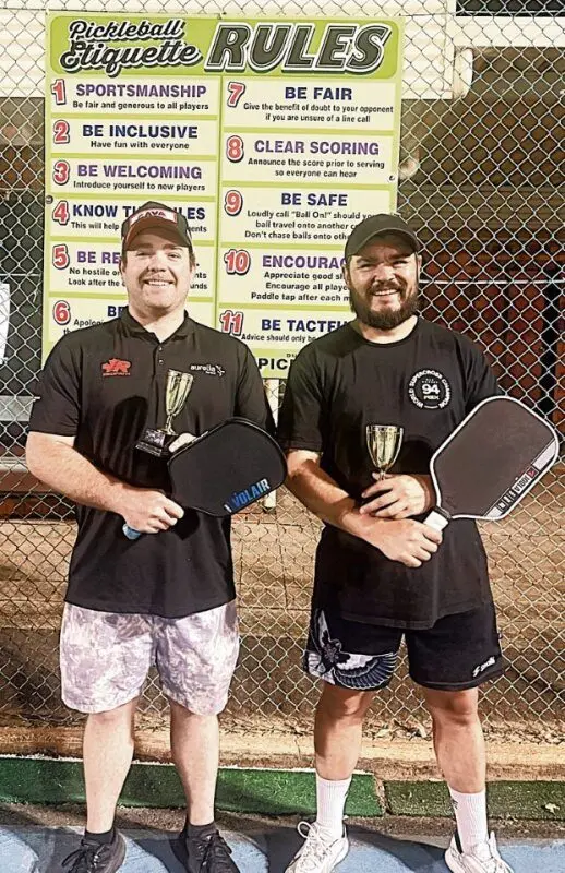 \\u201CGold Cups\\u201D pickleball champs, Jason Knight and Ben Farrell. All photos: Supplied