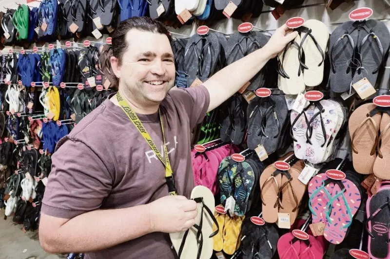 Cool footwear for our hot summers, no one does casual comfort better than Urban Beach in the Orana Mall, Greg Rummans believes. Photo: Ken Smith, Dubbo Photo News 