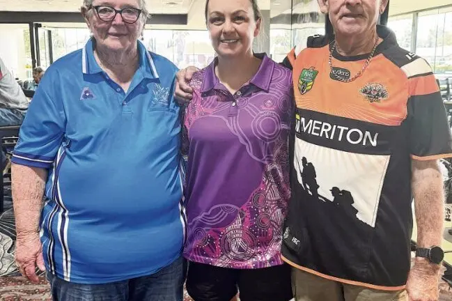 Winners last Sunday morning for West Dubbo Bowls, June Usher, Kelly Dart, and John Fardell. Photo: Supplied