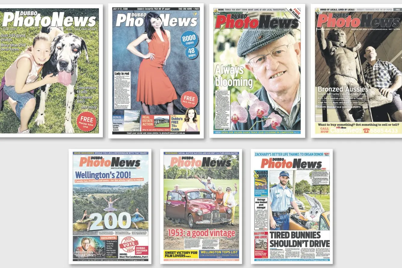 Front pages from the past 20 years of Dubbo Photo News.