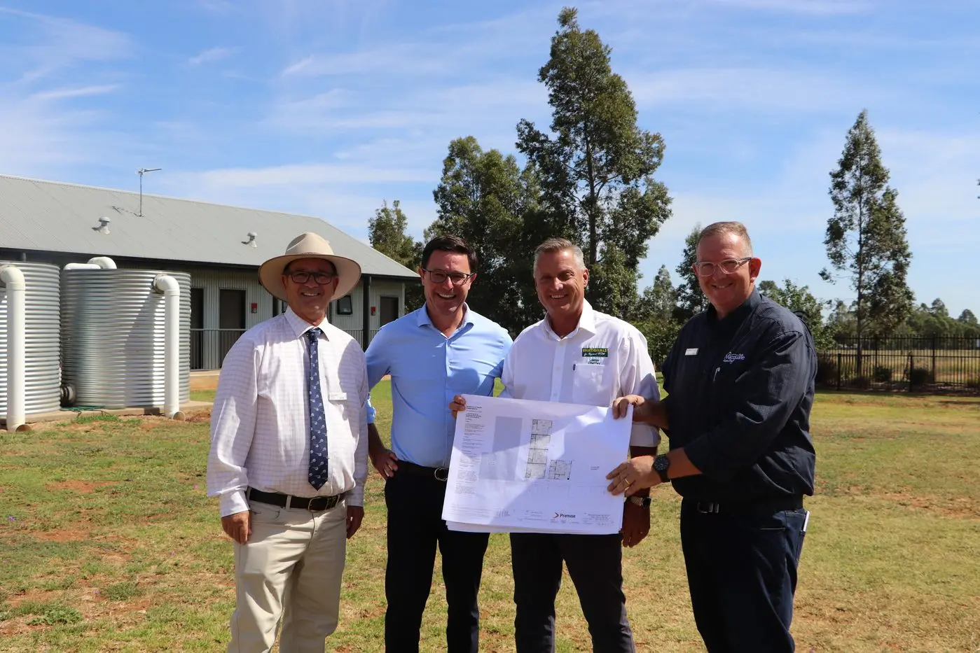 Andrew Single, Nationals Leader David Littleproud, Nat\\u2019s candidate for Parkes Jamie Chaffey, and Rod Crowfoot from Macquarie Home Stay. Photo: Supplied.