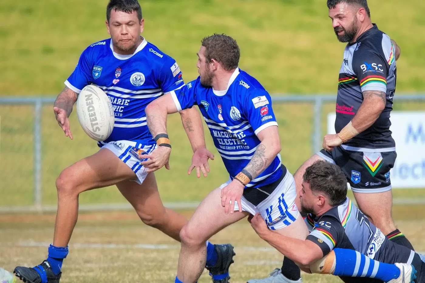 Fullback Josh Nixon\\u2019s apparent backward flick to CJ Ralph was deemed forward, much to the chagrin of Raiders fans. Photo: Dubbo Photo News/Mel Pocknall