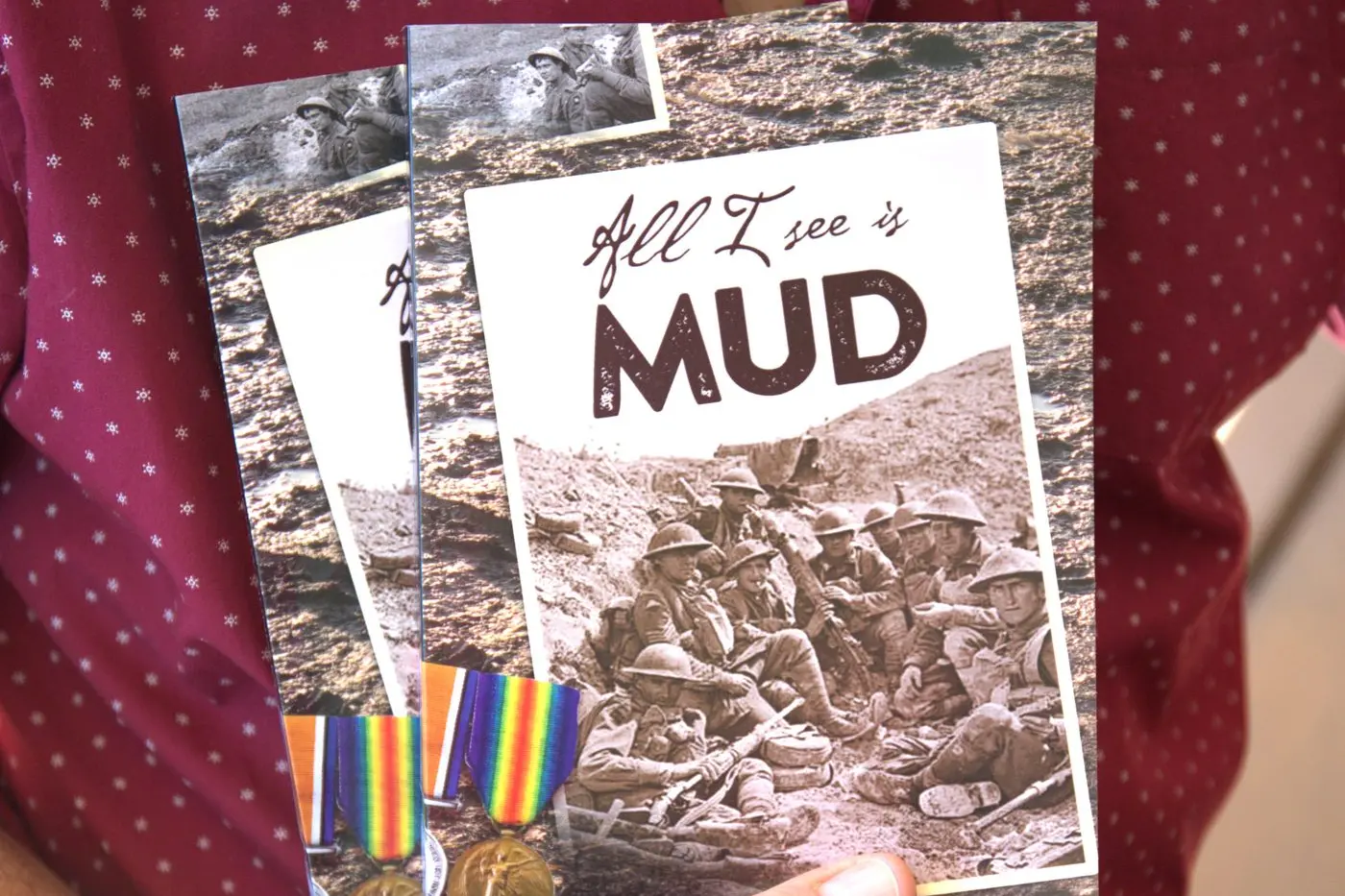 Andrew\\'s book, \\'All I See Is Mud\\' of his grandfather\\'s experiences on the Western Front. Photo: Supplied.