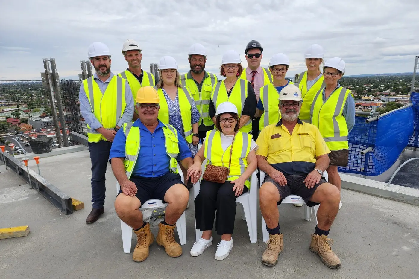 The Walkom family celebrates completion of structural work on their new 15-storey No. 1 Church Street development with the ancient Nordic building tradition of \\u2019Topping Out\\u2019 by placing a sapling on the highest part of the building. Photo: Dubbo Photo News/ Ken Smith. \\u00A0\\u00A0