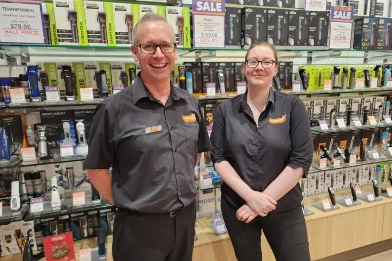 For all your personal grooming needs \\u2013 for both the gents and the ladies \\u2013 look no further than Darren Bayley and Liz Churchill at the Shaver Shop in the Orana Mall. Photo: Dubbo Photo News/ Ken Smith, 