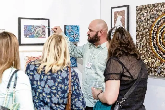 A 2025 triumph for local creatives; Gilgandra artist, Jeff Thomas at the Dubbo Art Fair. Photo: Supplied\\n