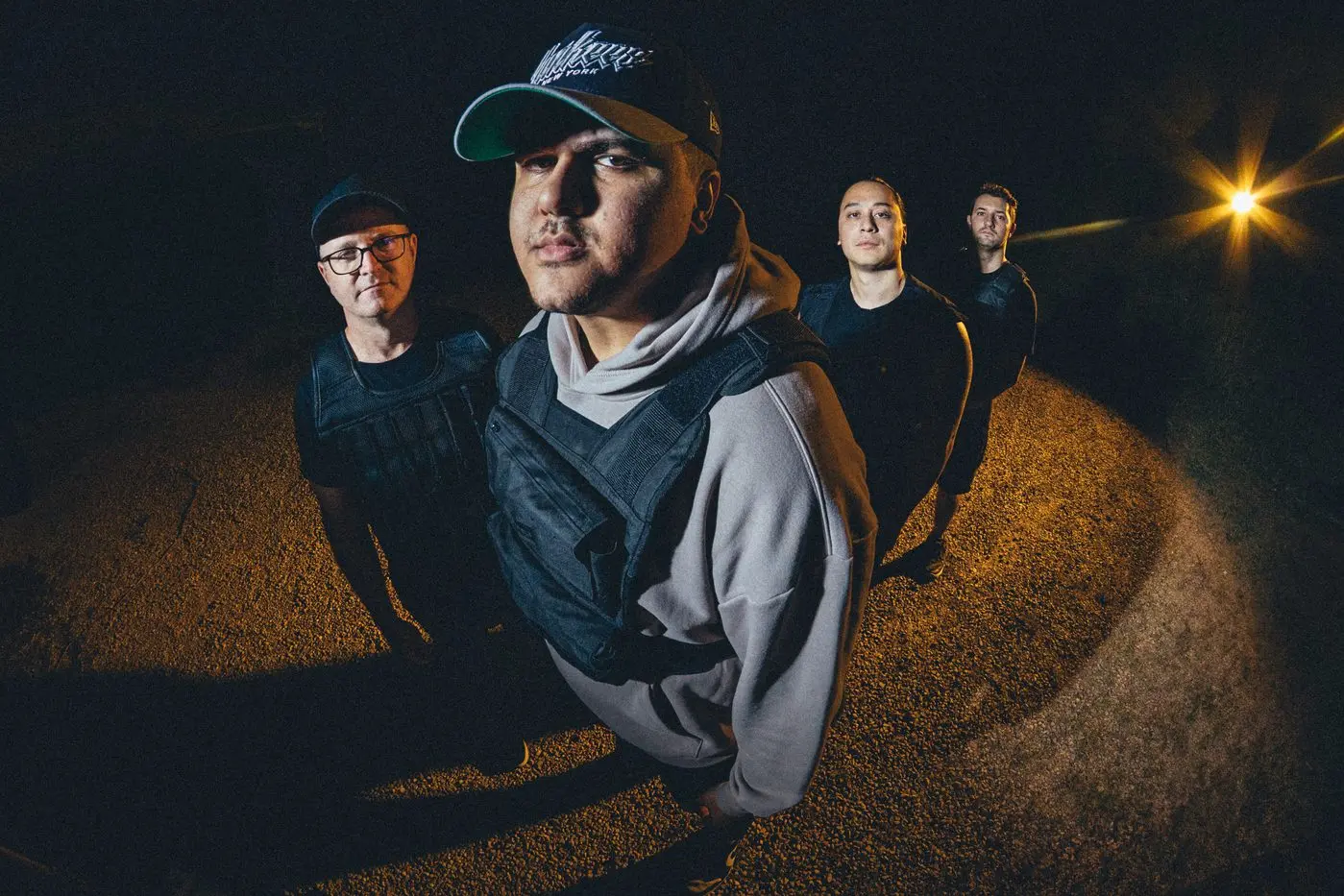 Scene Thru Sleep members (left to right): Tim Hosking, Malachi Troutman, Shannon Mahoney, and Vic Monginho. The new Dubbo metal band recently released three singles. Photo: Daniel Rutter. 