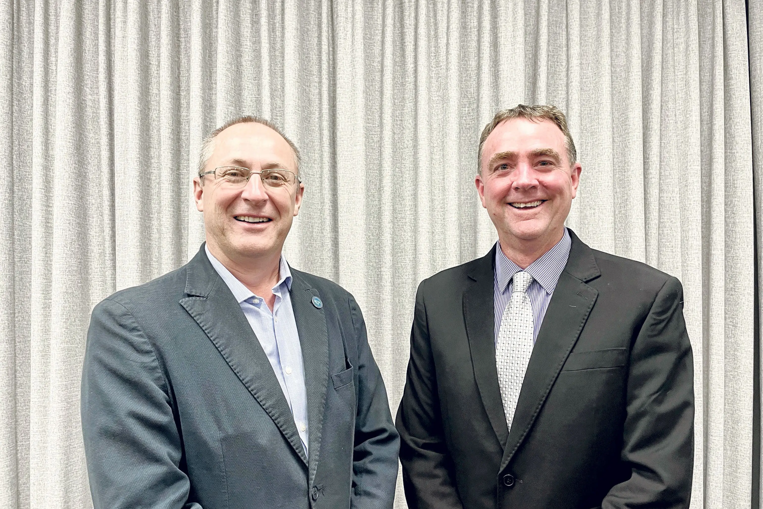 <p>Looking in-house for interim council head, mayor Josh Black with acting general manager, Luke Ryan. Photo: Supplied.</p>\\n