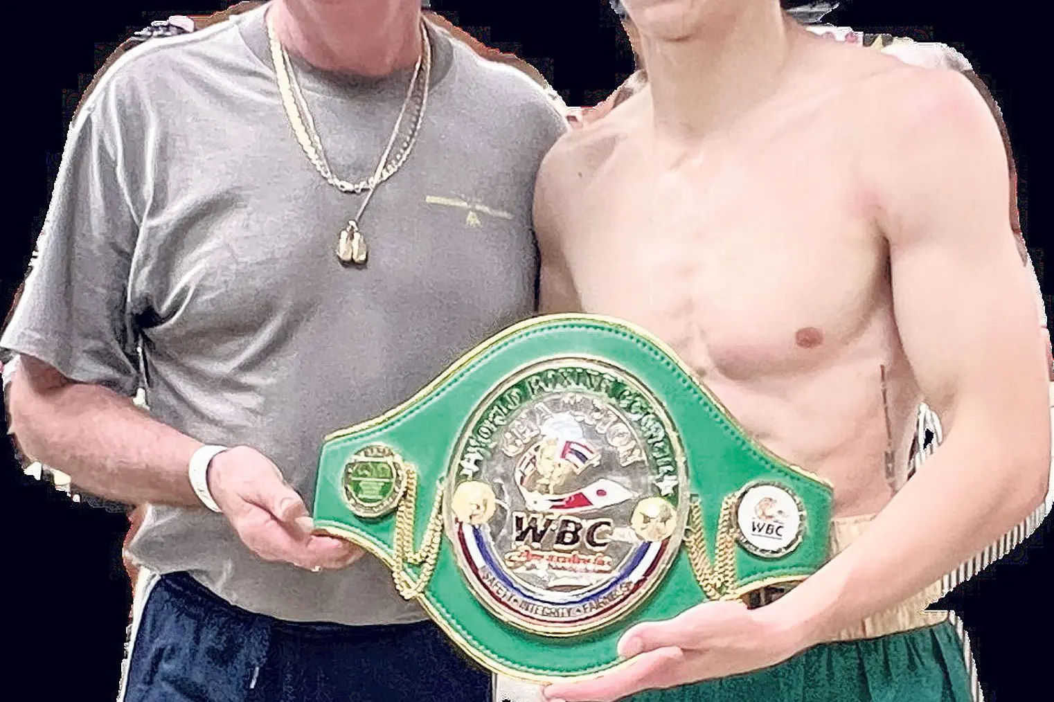 <p>Champ tradie on the rise in the ring, local carpenter, Will Pollard with Dubbo trainer and fight legend, Brian Tink. Photo: Supplied</p>\\n