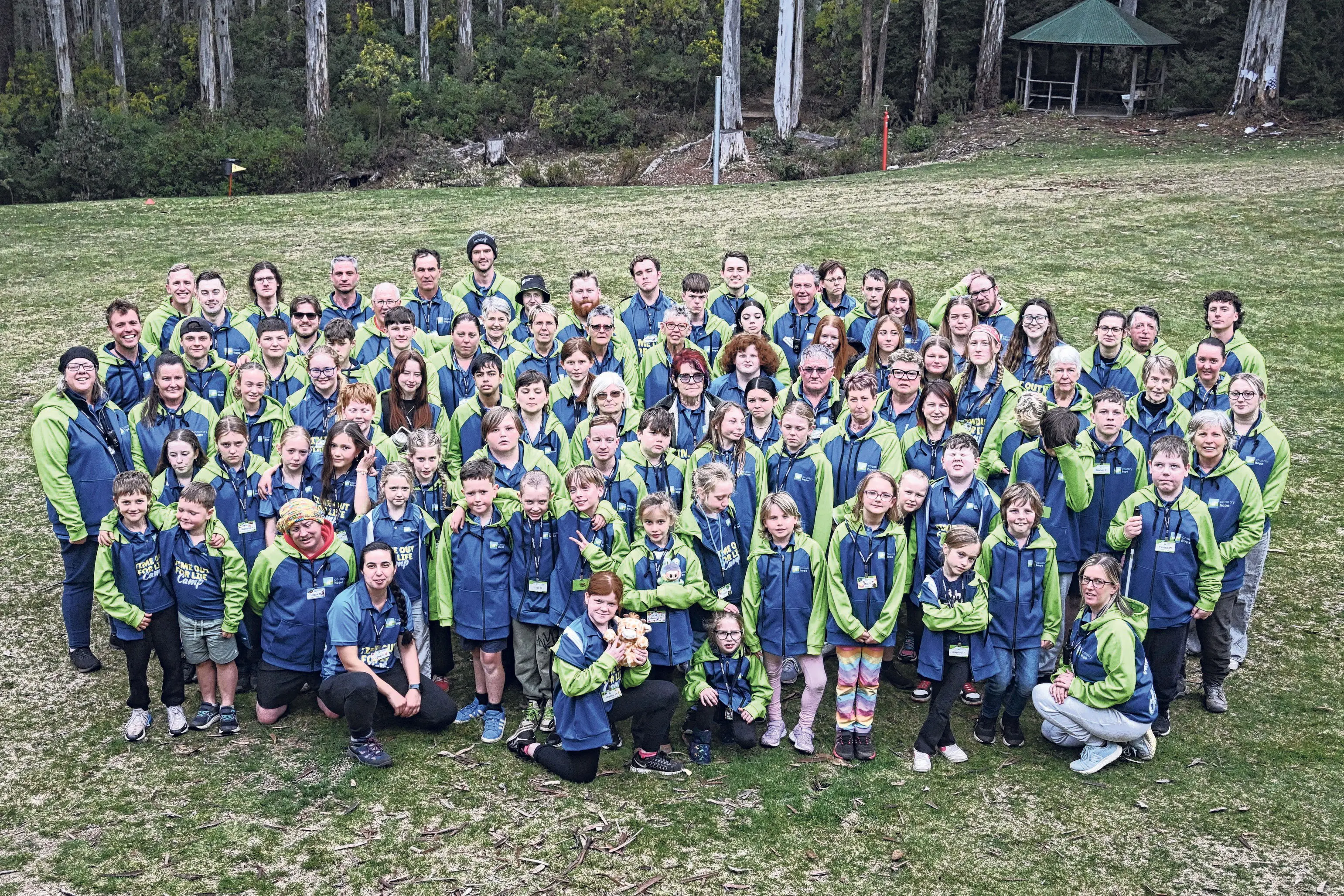 <p>Country Hope\\'s \\u201CTime Out for Life Camp\\u201D participants and volunteers at this year\\'s camp. Photo: Country Hope</p>\\n