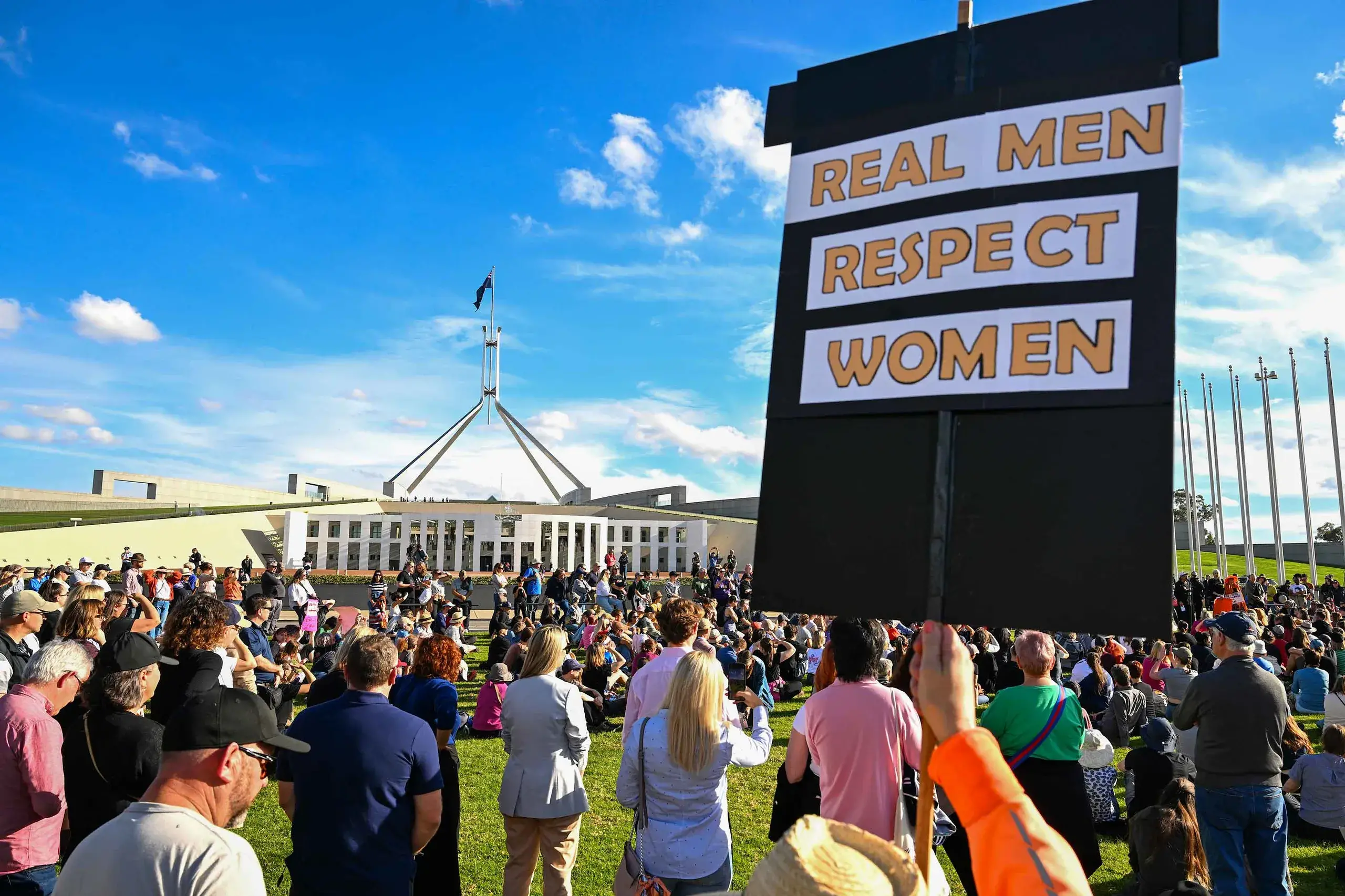 <p>Advocates have long been calling for a national response to end family violence, including at this rally outside Parliament House in Canberra last year. Photo: AAP/Lukas Coch</p>\\n