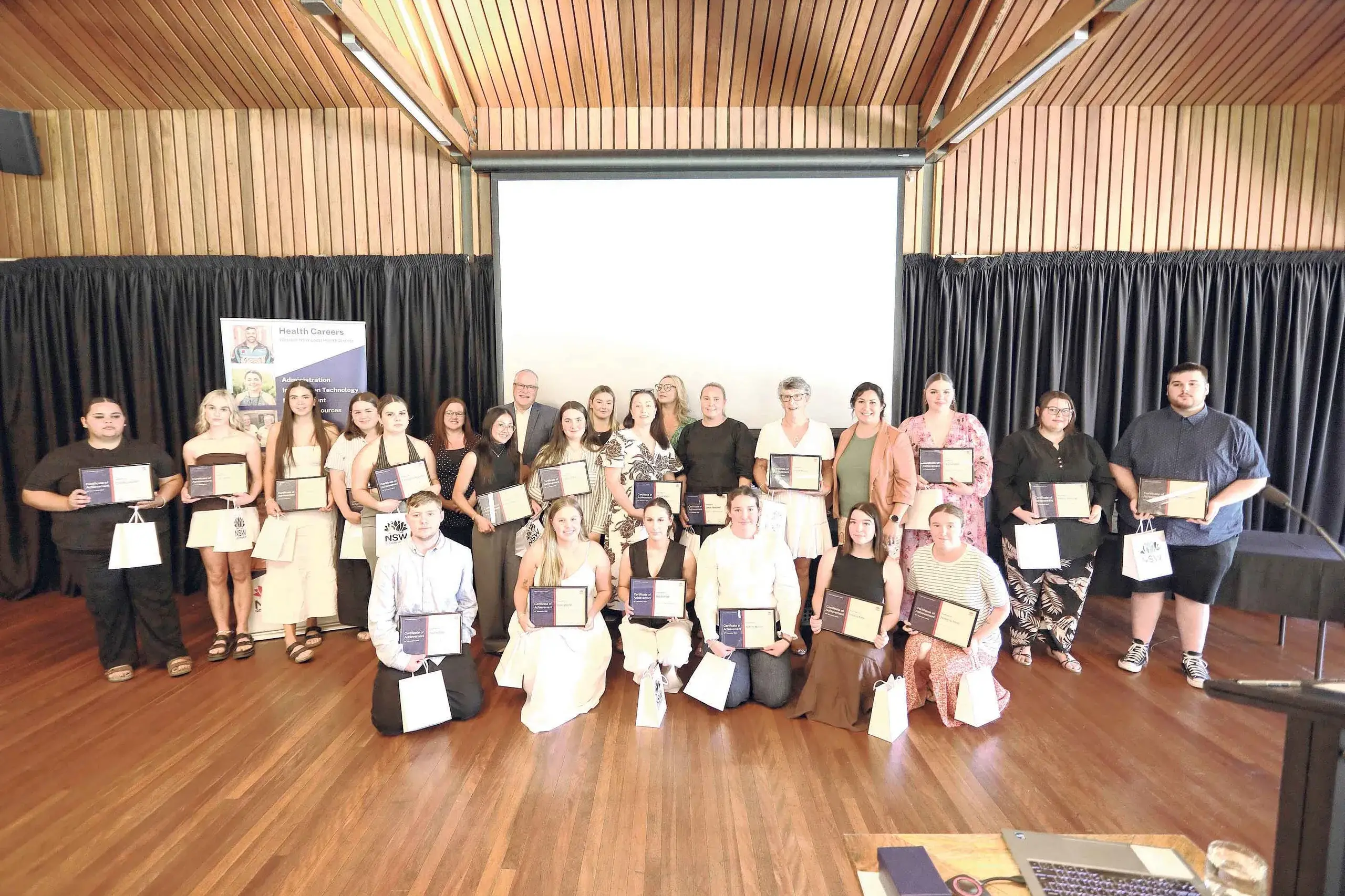 <p>A recent caring vocation milestone involved nearly 30 trainees from across Western NSW graduating from their studies. Photo: NSW Health.</p>\\n