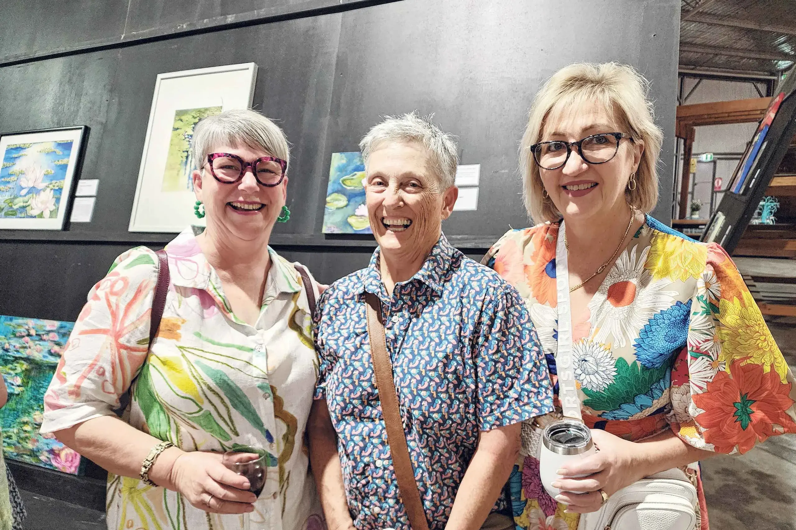 <p>Carol Dickson, Susan Yaghjian and Kerrie Bollard at the opening of the Fresh Arts \"Masters Inspired\" exhibition in Dubbo late last month. Photos: Dubbo Photo News</p>\\n