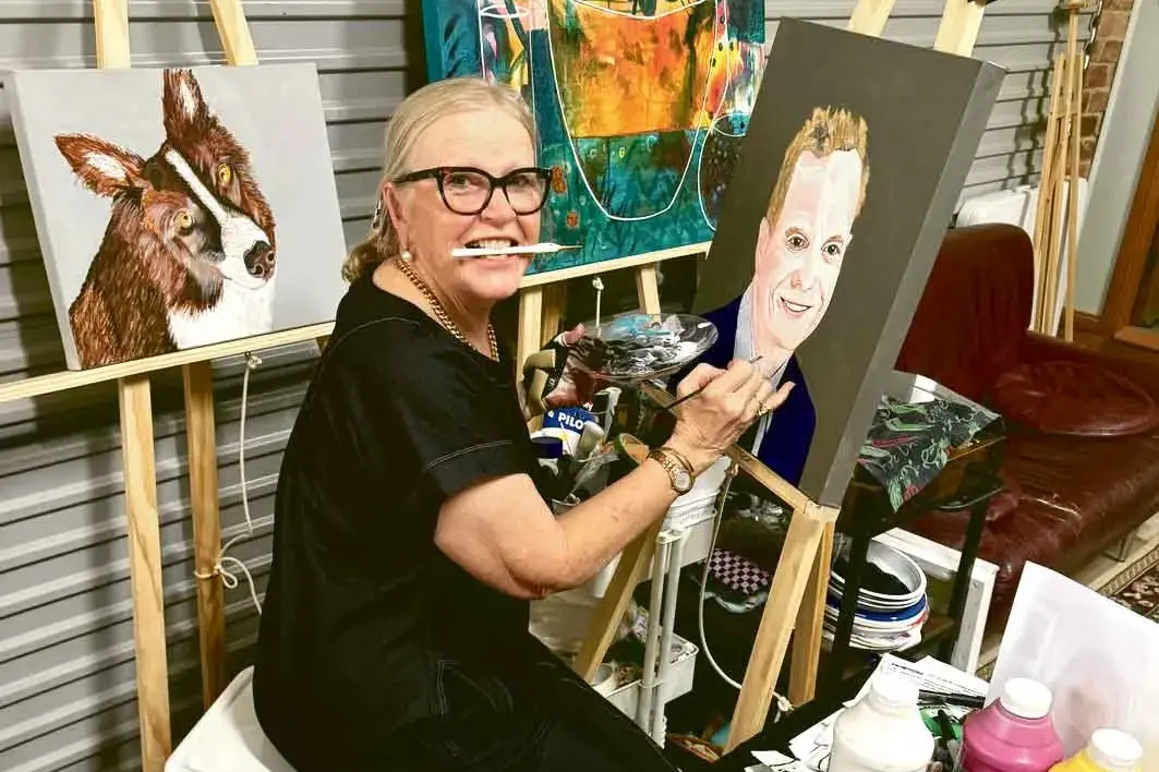 <p>Fresh Arts member Lyndal McRae working on a portrait of Professor Richard Scolyer AO, a renowned pathologist and melanoma researcher who, together with Professor Georgina Long, was joint Australian of the Year in 2024. Photo: Fresh Arts Inc</p>\\n