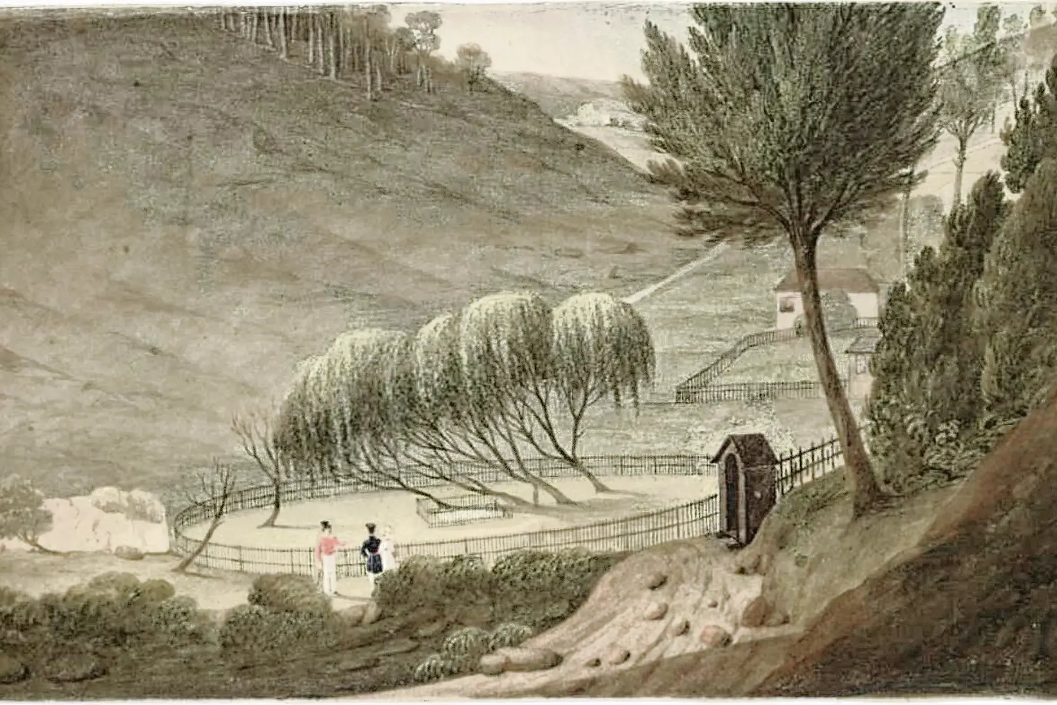 <p>Napoleon\\'s tomb on the island of St. Helena. Watercolour by Augustus Earle (1793-1838). National Library of Australia collection.</p>\\n