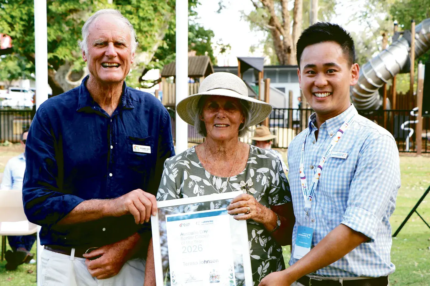 <p>Some of the action captured by Dubbo Regional Council at the Wellington Australia Day service on January 25. Senior Citizen of the Year, Teresa Johnson, with Cr Richard Ivey and ambassador Michael Quach. Photos: Dubbo Regional Council</p>\\n