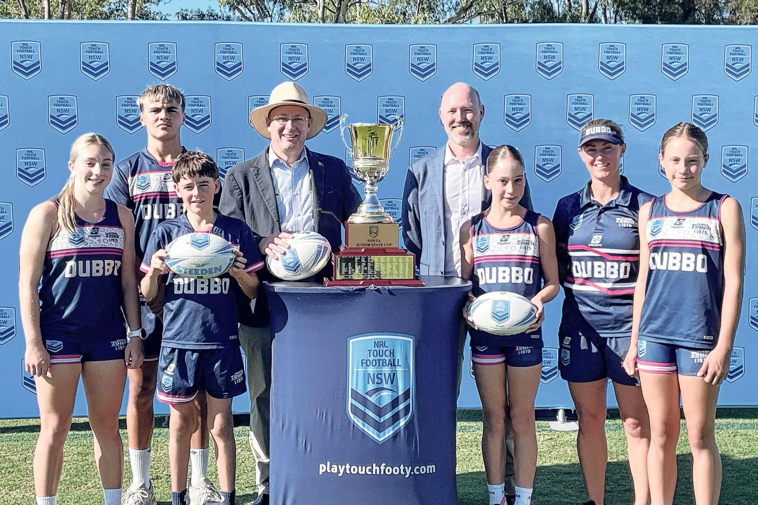 <p>Welcoming an $8 million boost to local economy; at the launch of last week\\u2019s NSW Touch Junior State Cup Northern Conference, Mayor Josh Black; NSW Touch CEO, Duncan Tweed; Dubbo Touch President, Nic Grose; and local touch players, Phoebe Fitzgerald, Ryan Eade, Olly Grose, and Maya and Lexi Cook. Photo: Supplied</p>\\n