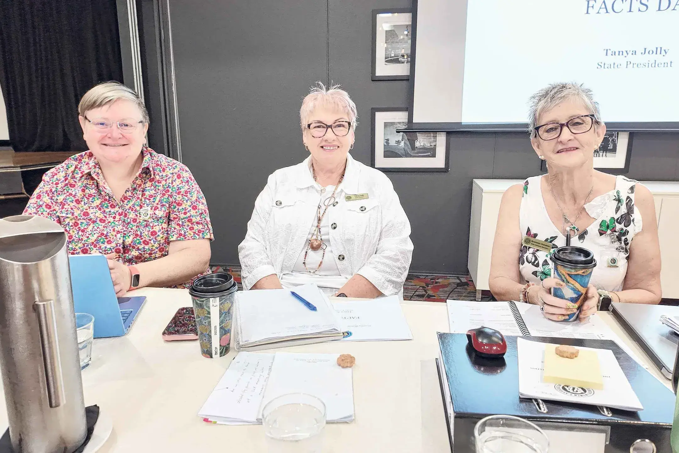 <p>CWA of NSW state executive members Ruth Cargill, Tanya Jolly and Bronwyn Dunstan at the recent \"Facts Day\" held in Forbes on February 15. Photo: Dubbo Photo News</p>\\n