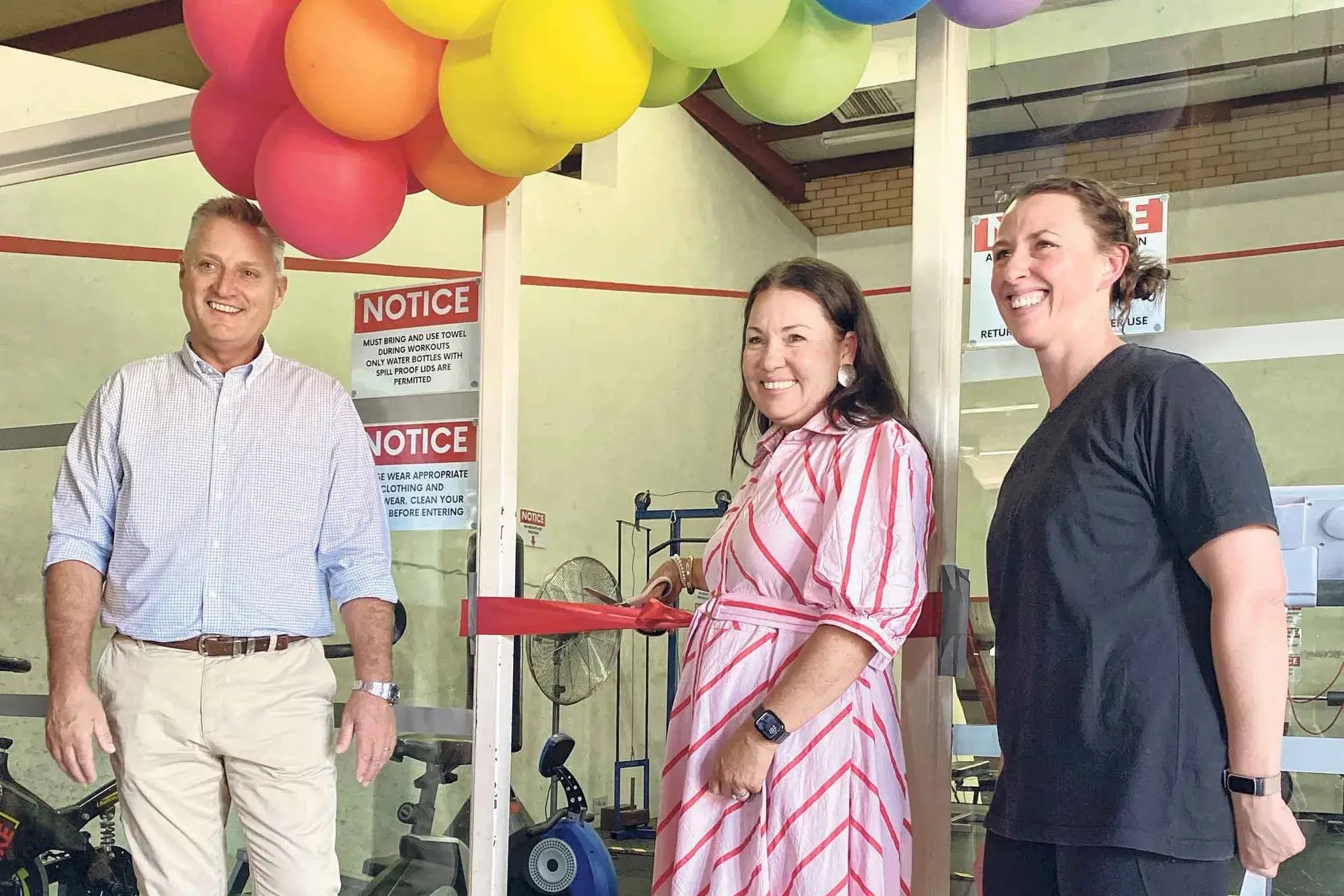 <p>Jamie Chaffey MP, Megan Mortimer from Lachlan Shire, Natasha Levick from Tottenham Community Gym Committee.</p>\\n