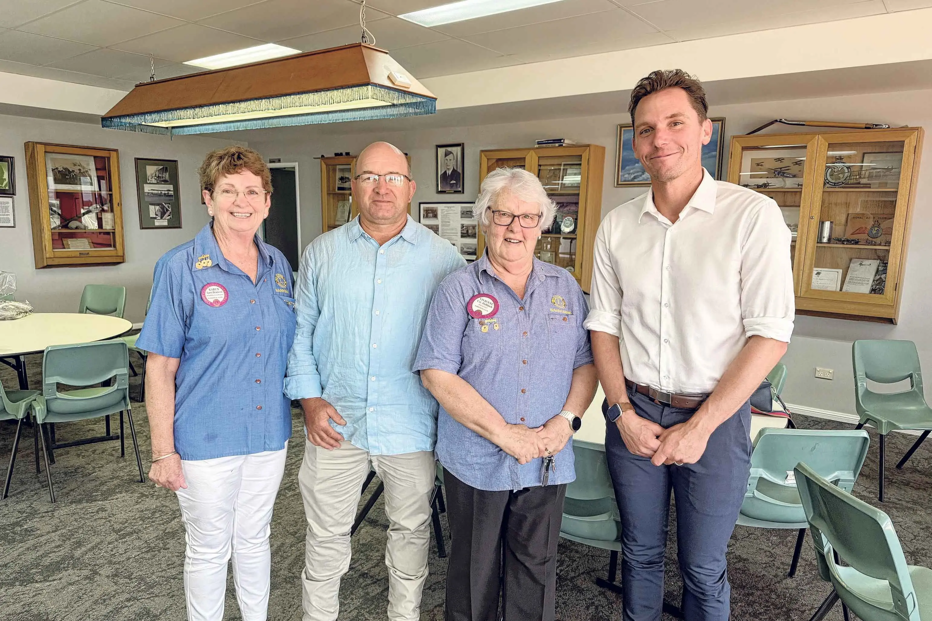 <p>Karen Shearwood (Narromine Lions), Stacey Irvine (GrainCorp), Viv Halbisch (president, Narromine Lions) and special guest Ryan Fowler at the fundraising luncheon for Rio\\'s Legacy. Photos: Narromine Lions Club</p>\\n