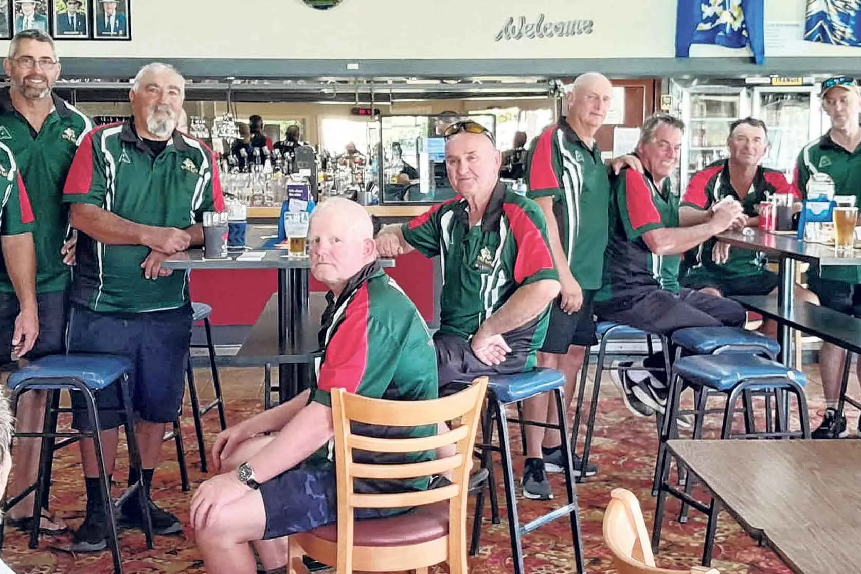 <p>Macquarie Dubbo players cooling off in the cool of the Trangie Bowling Club after lunch. Photo: Kathleen Bennett</p>\\n
