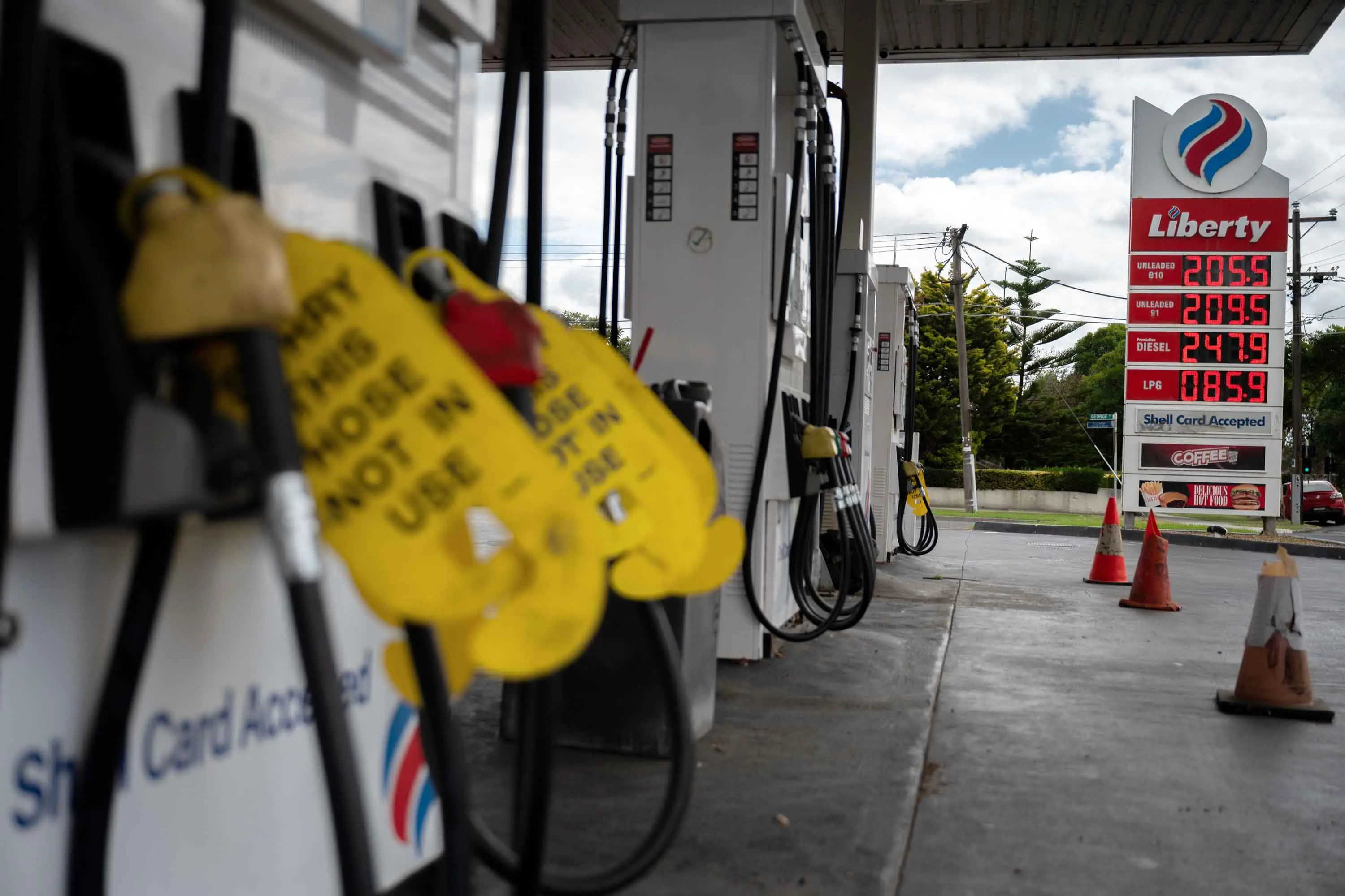 <p>Australians are being urged to refrain from panic buying and stockpiling fuel, particularly diesel. Pricing at a petrol station in Melbourne of Friday, pictured, is typical of what is happening around the nation. Photo: AAP/Jay Kogler</p>\\n