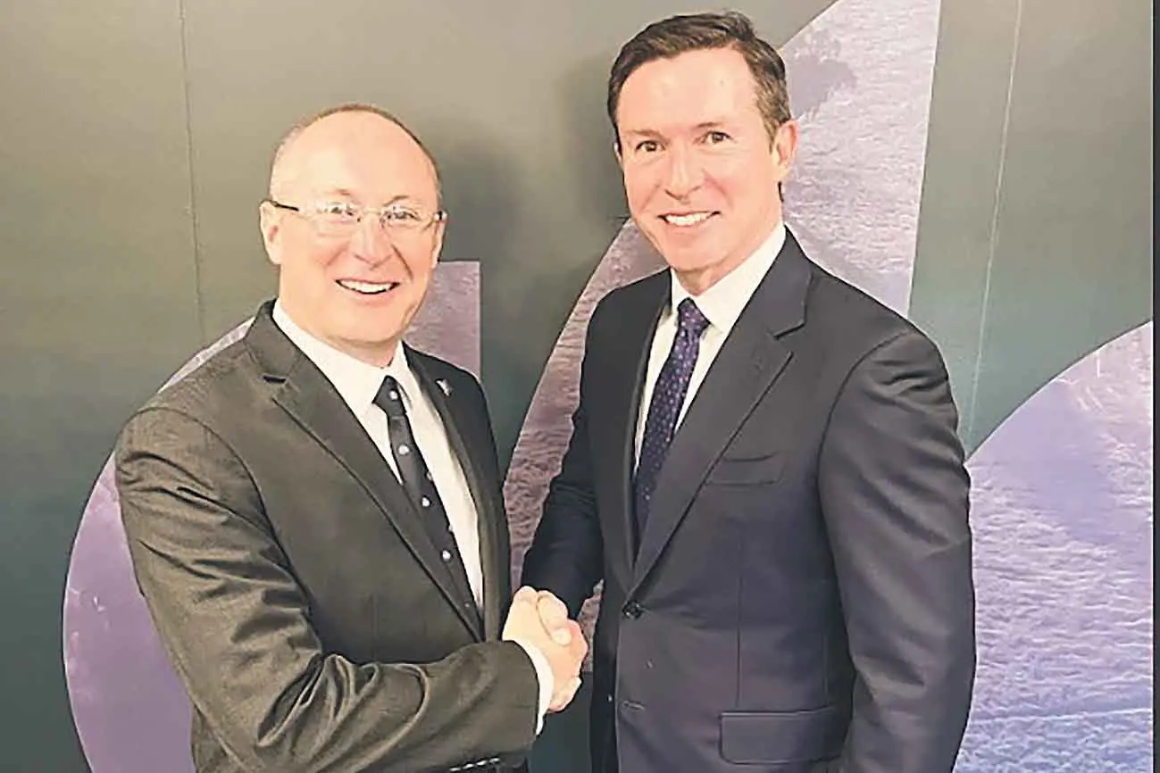 <p>New Dubbo Regional Council general manager Andrew Wilsmore (right) being congratulated on his appointment by Mayor Josh Black. Photo: Supplied</p>\\n