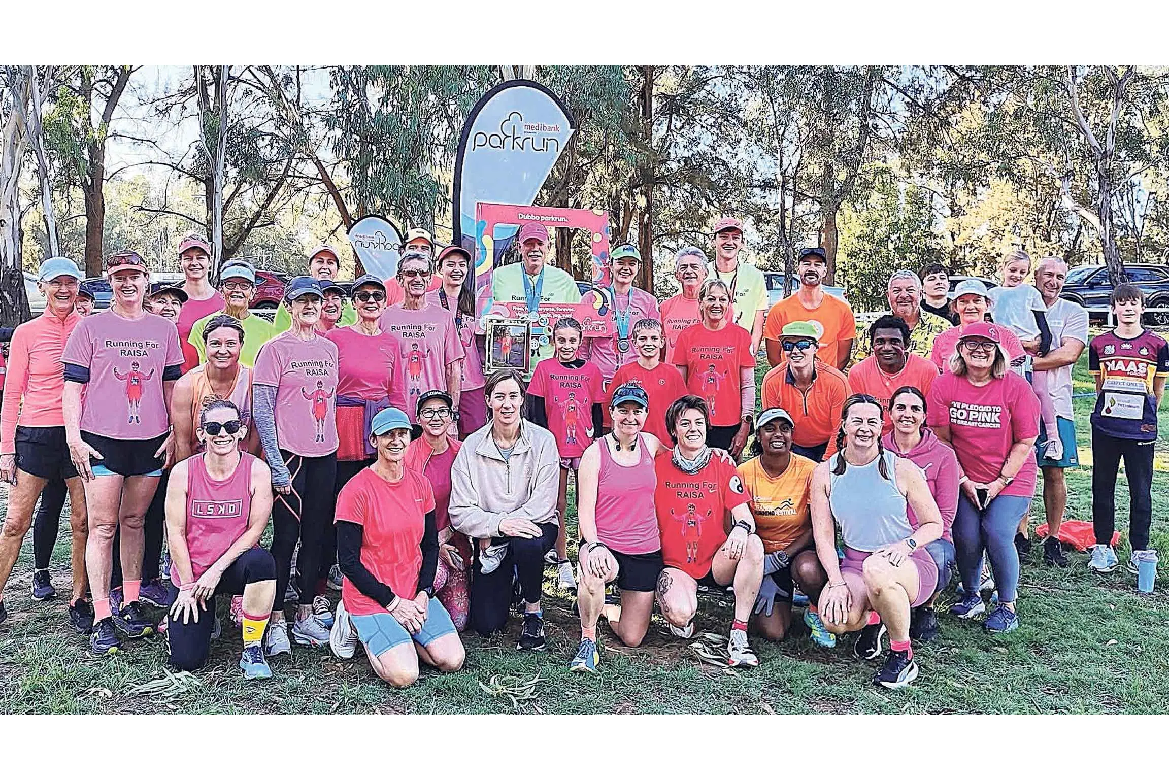 <p>Running for Raisa\\u2026 some of the more than 450 supporters who converged on the Tracker Riley trail on Saturday to show their love for Raisa Carter (Kaleshnikova); an inspiring athlete who called Dubbo home for the past 35 years. Photo: Raisa Kolesnikova Facebook</p>\\n
