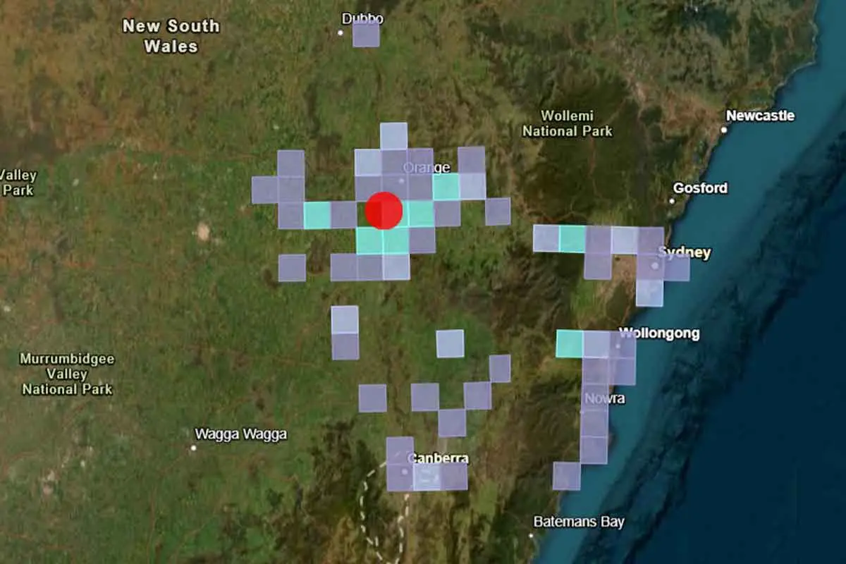 <p>Geoscience Australia said: \"We\\u2019ve detected an #earthquake with a preliminary magnitude of 4.5 at 8.19pm in Orange, NSW.\" Image: Geoscience Australia</p>\\n
