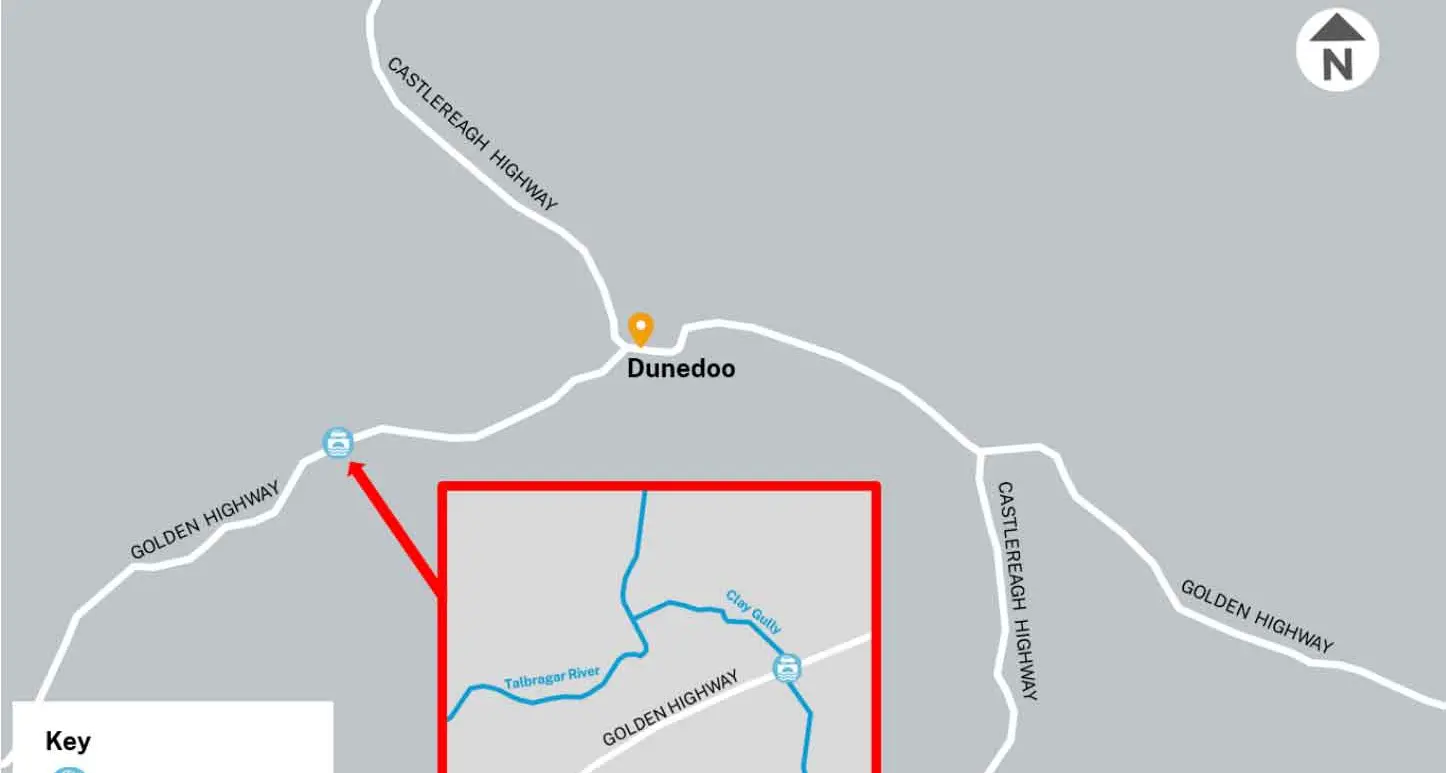 Traffic changes on Golden Highway near Dunedoo for culvert works