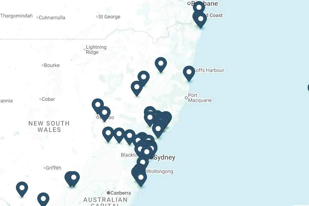 <p>The NSW EPA\\'s map of sites in NSW they are investigating that may have had large quantities of PFAS used. Dubbo and Wellington are on this map. Photo: NSW EPA</p>\\n