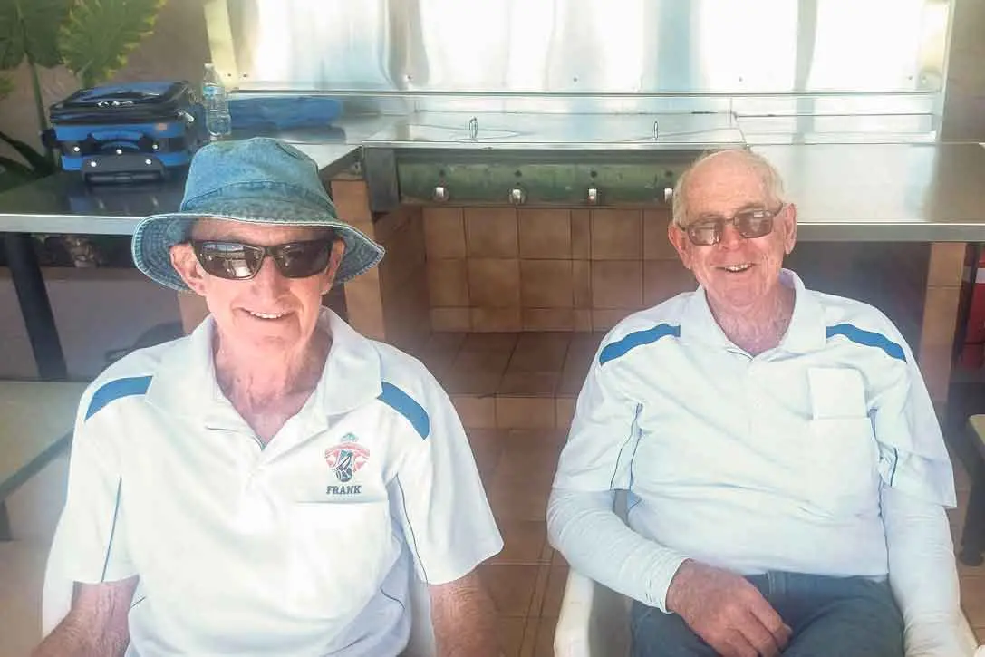 <p>Frank Armstrong and Rob Pfeiffer enjoyed their bowls. Photos: Crackerjack</p>\\n