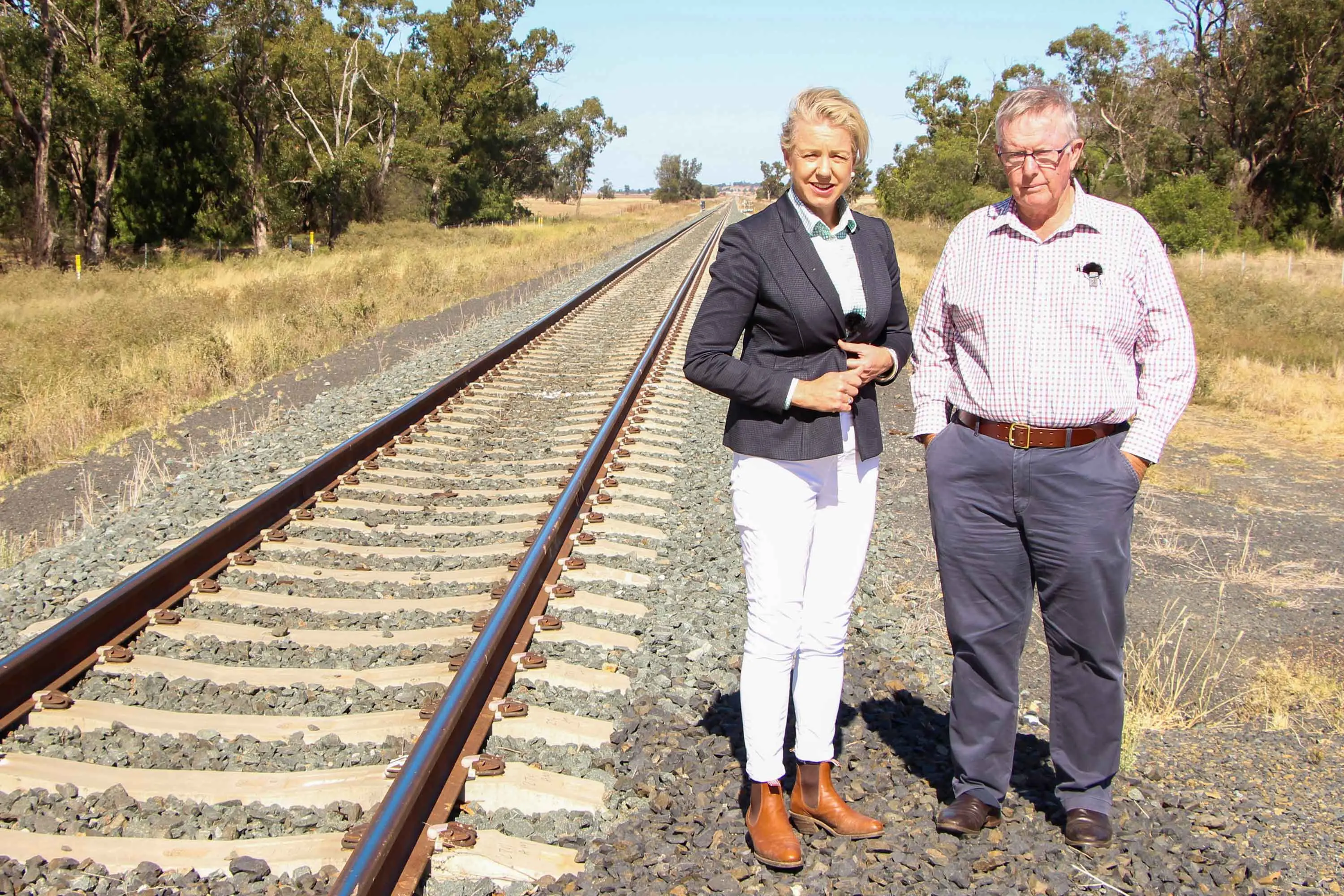 <p>Opposition transport spokeswoman Bridget McKenzie has slammed the Federal Government\\'s decision this week to leave the Inland Rail project half finished. Senator McKenzie is pictured in 2023 with then Member for Parkes Mark Coulton. Photo: Supplied</p>\\n