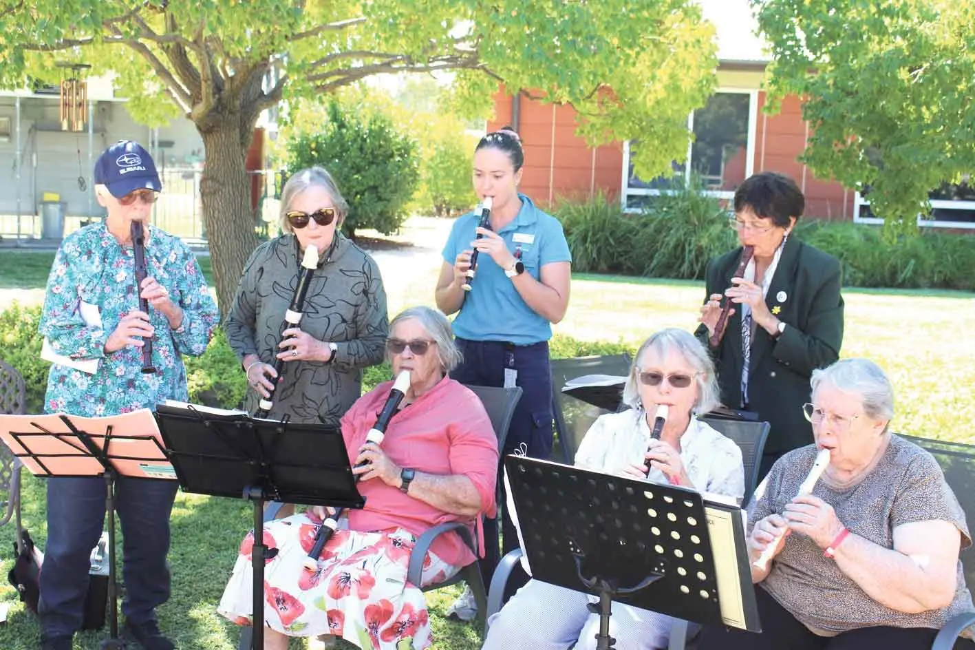 <p>A special musical surprise for U3A Recorder Group member Di George, convalescing in hospital. Photo: Dubbo Photo News. </p>\\n