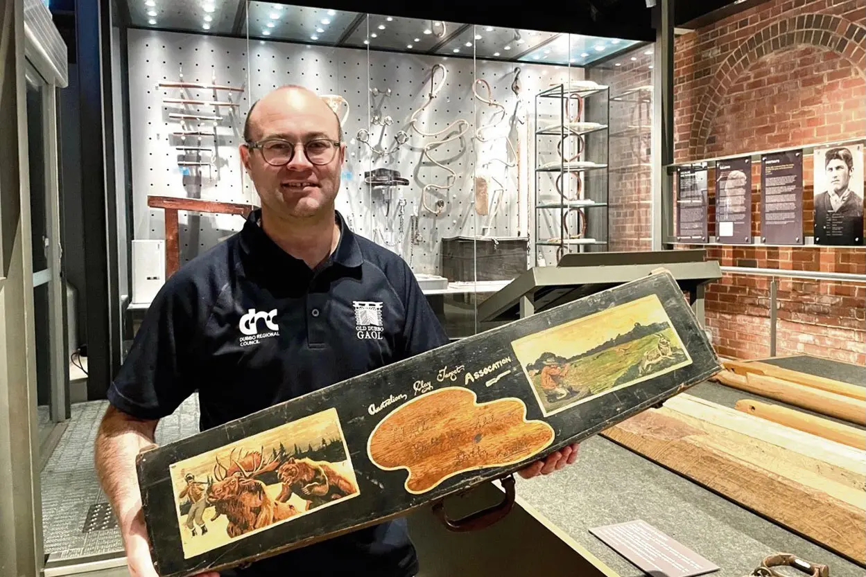 <p>Spooky! Chris Anemaat in the \\u201CGallows Gallery\\u201D with an artefact from Old Dubbo Gaol as part of the of the Australian Heritage Festival. Photo: Supplied</p>\\n