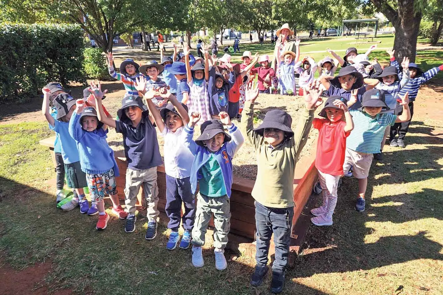 <p>Hands up for the environment at Central West Leadership Academy. Photo: Dubbo Photo News. </p>\\n